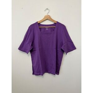 Amadora Women's Square Neck Short Sleeve T-Shirt – Purple – Size XL